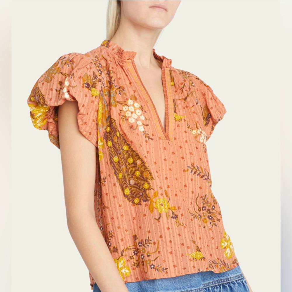 Ulla Johnson Kai ruffle Sleeve Blouse in Size 14